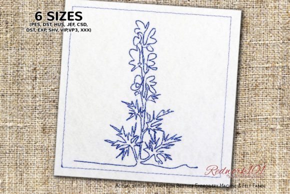 Aconite Flowering Plant Lineart for Business Embroidery