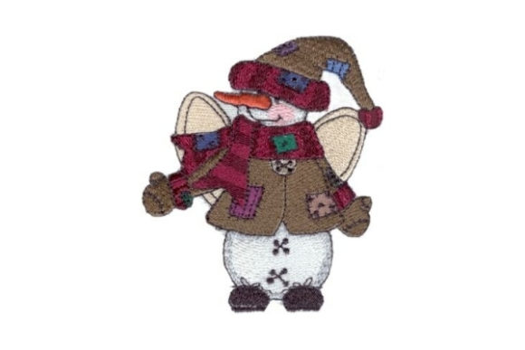Angelic Snowman Brownie: A Charming Embroidery Design for Winter Apparel