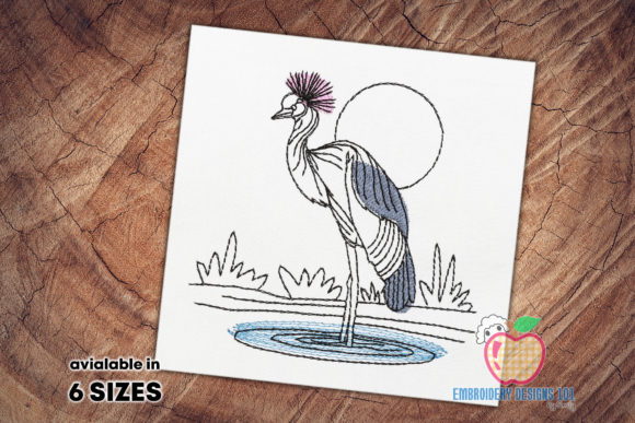 Crane Bird in the River: A Versatile Embroidery Design for Personalized Gifts