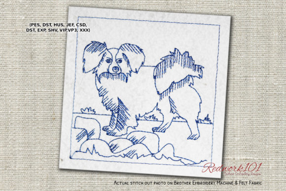 Papillon Dog with Long Shaggy Ears Embroidery Design Review