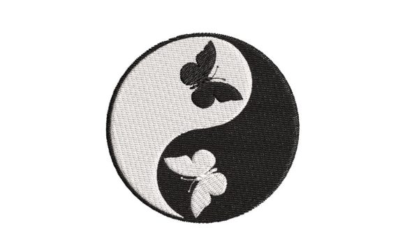 Yin-Yang Symbol with Butterflies: A Versatile Embroidery Design